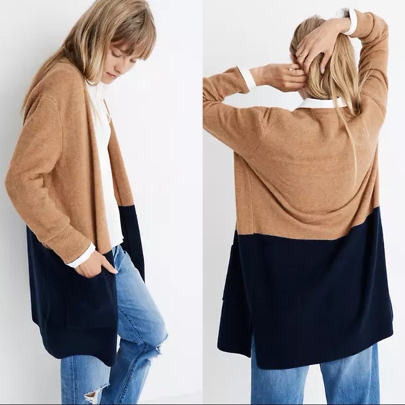 Madewell Sweaters - Madewell Cozy Kent Colorblock Alpaca Wool Blend Cardigan Size S